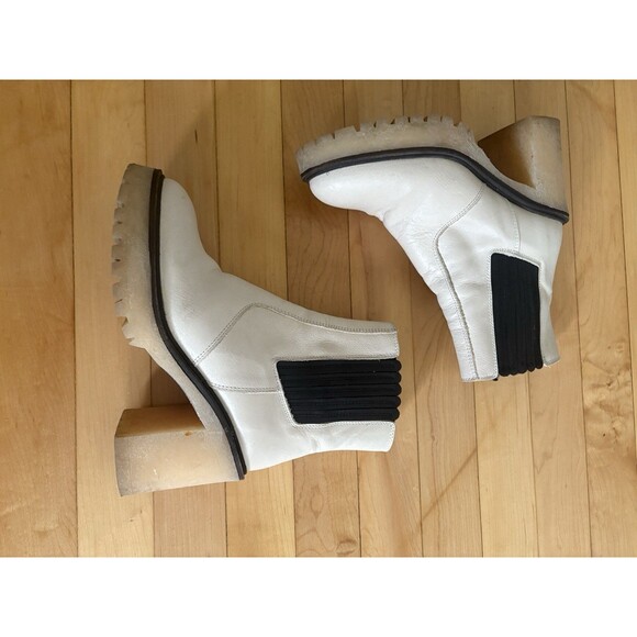 Free People James Chelsea Ankle Boot Women’s Sz 36.5 White Leather Side Zip - Picture 4 of 8